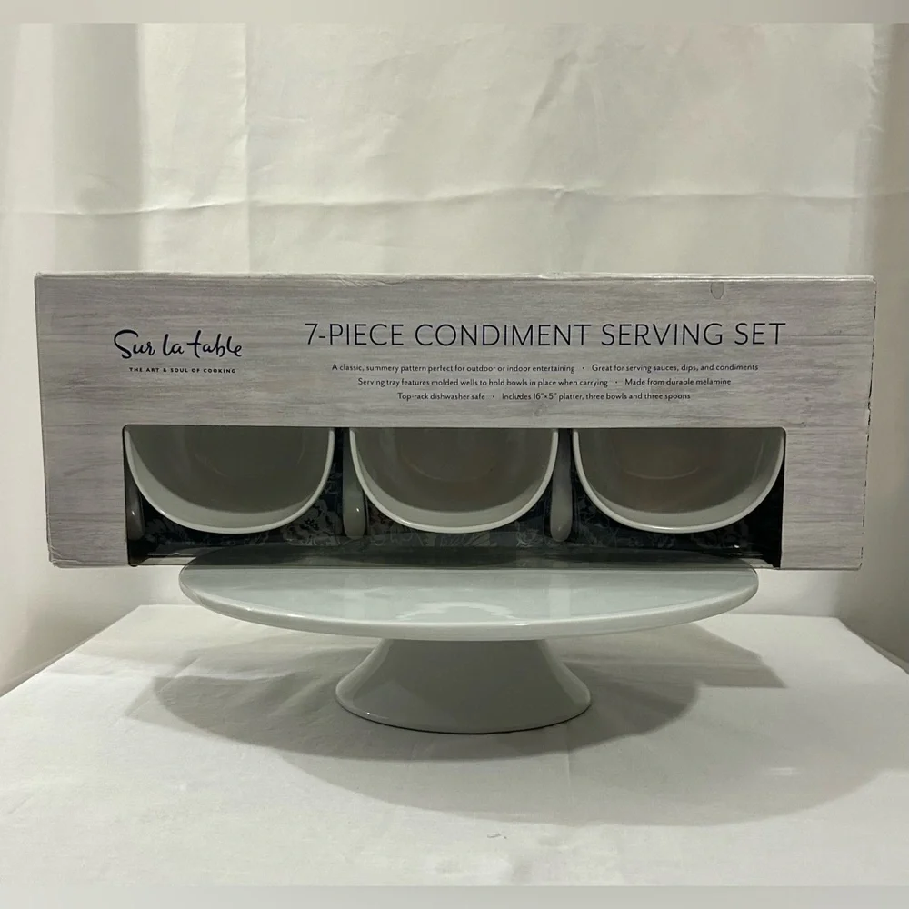 Sur La Table - Blue & White Condiment Serving Set